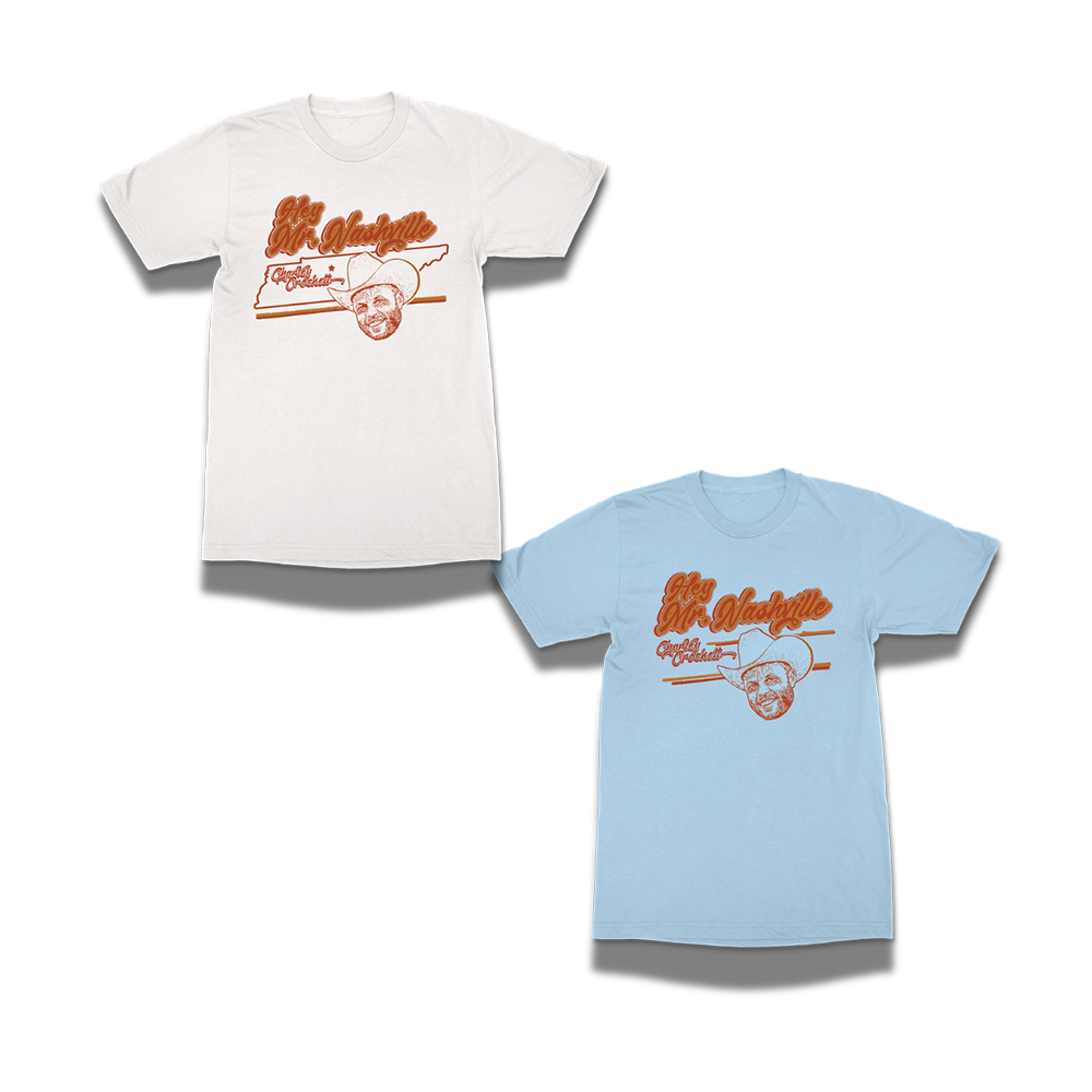 Hey Mr.Nashville Tee Baby Blue and White